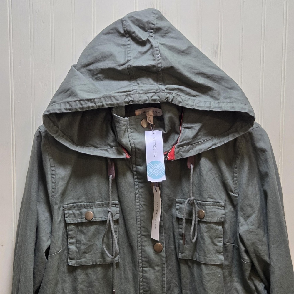 41Hawthorn Jacket Womens XL Green Hooded Anorak Drawstring Pockets Full Zip